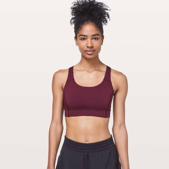 Lululemon Power Through Sports Bra Size 6 Deep Ruby - Picture 2 of 8